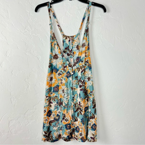Free People Dresses & Skirts - Free People Dress Mini‎ Jump and Jive Floral Printed Button Down Plunge Neckline